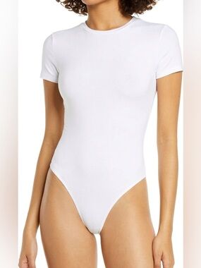 SKIMS White Short-Sleeve Crewneck Bodysuit